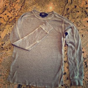 Men's RRL Double RL Gray Waffle Long Sleeve Shirt